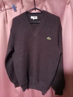ヴィンテージCHEMISE LACOSTEラコステ Vネック ニット ブラウンのサムネイル