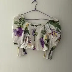 ZARA 花柄 パフスリーブ トップス Mサイズのサムネイル