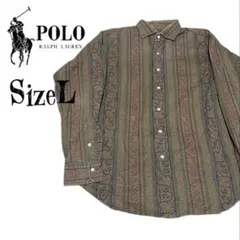 希少L★ポロラルフローレン 90s Vintage ペイズリー柄 長袖シャツ