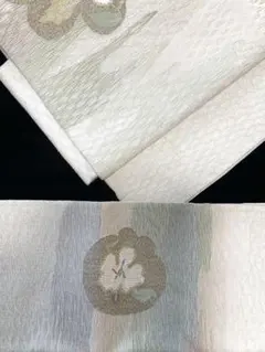 ♦️逸品　正絹　くし織　花柄　二重太鼓の作り帯のサムネイル