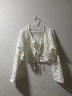 《週末セール》しまむら レース編みホワイトカーディガン L