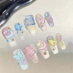 ネイルチップオーダー現品 韓国 量産型ネイル 地雷系 y2k サブカル 天使界隈