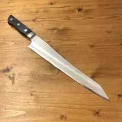 ステン本焼V金10号切付牛刀包丁27cm片刃 鏡面 黒水牛黒檀八角柄 - メルカリ