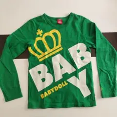 BABYDOLL グリーン ロゴプリント 長袖カットソー 140