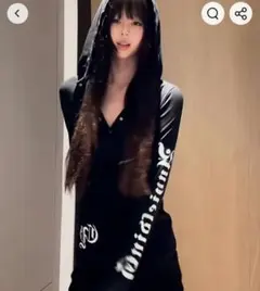 ブラック フード付き パーカー　y2k