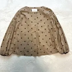 美品LOURMARIN ドット柄 ボリュームスリーブブラウス 日本製 レーヨン混のサムネイル