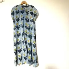 美品✨マーブルシュッド 華やか総柄 コットン ロングワンピース 手洗い