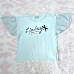 リンジィ　半袖Tシャツ　カットソー　淡いグリーン　160 L 袖フリルのサムネイル