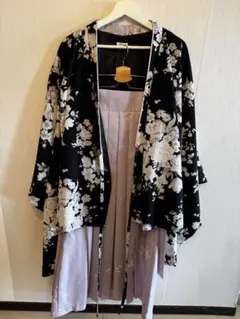 美品⭐︎キャサリンコテージ　袴　卒業式子供用 着物ドレス 黒花柄 薄紫ブーツ付き