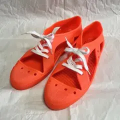 蛍光オレンジ ゴム製 デザインサンダル