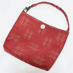 和柄　バッグポーチ　赤　ハンドメイド