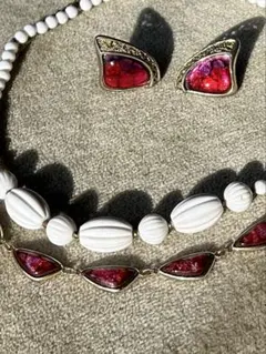 七宝焼二連ネックレスとイヤリングセット