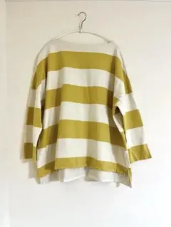 NAPPALM WEAR 白と黄色のストライプ 長袖プルオーバー