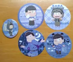 おそ松さん　カラ松　黒うさぎ缶バッジ　しろくまカフェコースター