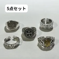 指輪　5点セット　リング　クロス　シルバー　アメカジ　メキシカン　CR775のサムネイル