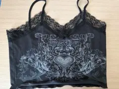 ROMWE✴︎SHEIN✴︎キラキラショートタンクトップカットソー　黒　L✴︎ビジュー