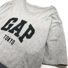 【美品】GAP 東京 立体ロゴ 半袖Tシャツ グレー メンズXL