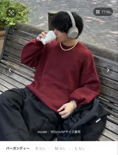 ADAMASTEsoft touch crew neck knitバーガンディー