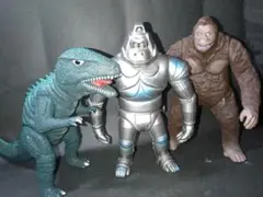 「キングコング対ゴジラ」ソフビ人形・ゴジラ（中古・１９８３年・プラタグ付き） キングコング対ゴジラ」ソフビ人形・ゴジラ（中古・1983年