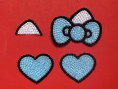 うちわデコ パーツ ねこ耳水色4点セット