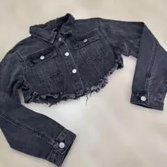 SHEIN Y12 デニムジャケット ブラック クロップド丈