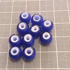 ホワイトハーツビーズ！ブルー（紺色）！１０個