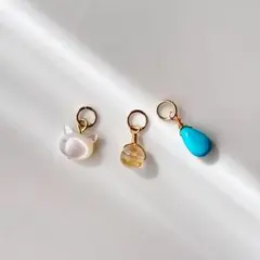 希少！天然石チャーム3点セット