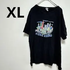 HONG KONG ブラック Tシャツ 【XL】 プリントTシャツ オシャレ