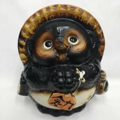 【 縁起物 】 信楽焼／たぬきの置物／他抜き／昭和レトロ／高さ32㎝ 玄関 縁起物 】 信楽焼／たぬきの置物／他抜き／昭和レトロ／高さ32㎝ 玄関