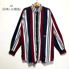90sヴィンテージ HUNTING HORNS マルチストライプシャツ M長袖