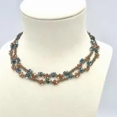 ビーズネックレス 小花の2連ネックレス ハンドメイド ビーズアクセサリー