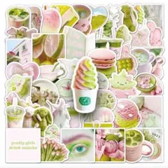 ステッカーフレークシール春ピンク可愛い韓国ケーキチューリップコラージュデコ色紙緑