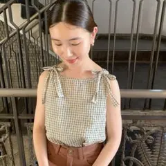 plain nugu チェックスリーブレスブラウス ◻︎キャミソール 肩ひも