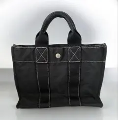 HERMES エルメスドーヴィルPM キャンバス トートバッグ 紺色 B5収納 