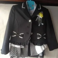 女の子120cm 黒いフォーマルスーツ チェック柄スカート付き