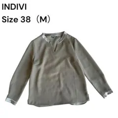 INDIVI インディヴィ Aライン ブラウス 38 M サテン切替 日本製のサムネイル