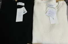 配色ラインサムホールクルーネックソフトリブニット