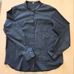 ダークグレー 長袖シャツ コットン混紡