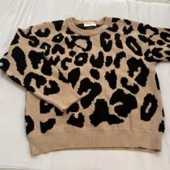 キッズ　ヒョウ柄ニットセーター　120