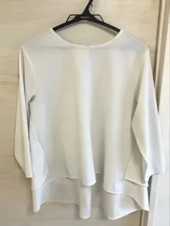 Pierrot ホワイト 七分袖ブラウス