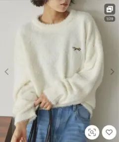 PENNEYS別注ワンポイント刺繍ロングフェザーオーバーサイズプルオーバーニット