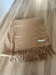 カシミヤ100% マフラー ストール キャメル 無地 フリンジ
