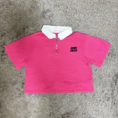 W♡C ハーフジップ 半袖Tシャツ ピンク フリーサイズ レディース服 キッズ服のサムネイル