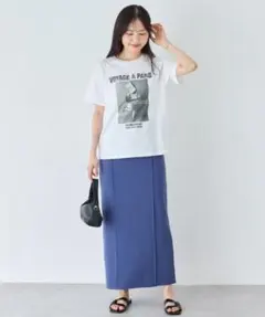 LAVEANGE 【洗える】切替ポンチナロースカート　驚きの細見えのサムネイル