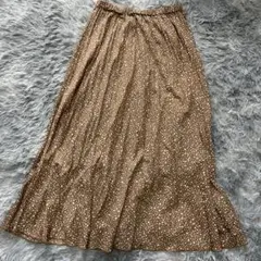 ドット柄 ロングスカート ブラウンのサムネイル