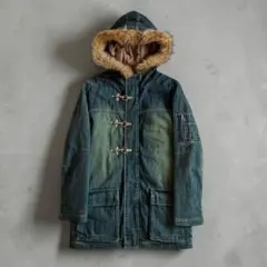00s y2k ファイヤーマン ファー 中綿デニムコート fade grunge