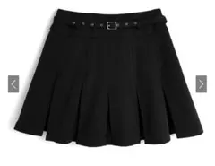 GRL インパン裏地・ベルト付きハイウエストプリーツミニスカート ブラック