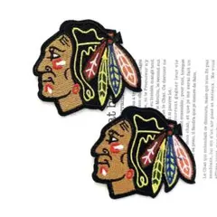 NHL アイロンワッペン　シカゴ　ブラックホークス　2枚　7.5x7cm