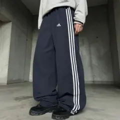 00s adidas バギートラックパンツ ネイビー ワイドレグ Y2K