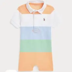 ストライプド コットン ジャージー ラグビー ショートオール